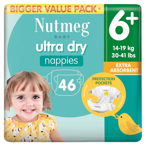 Nutmeg ultra dry nappies size 6