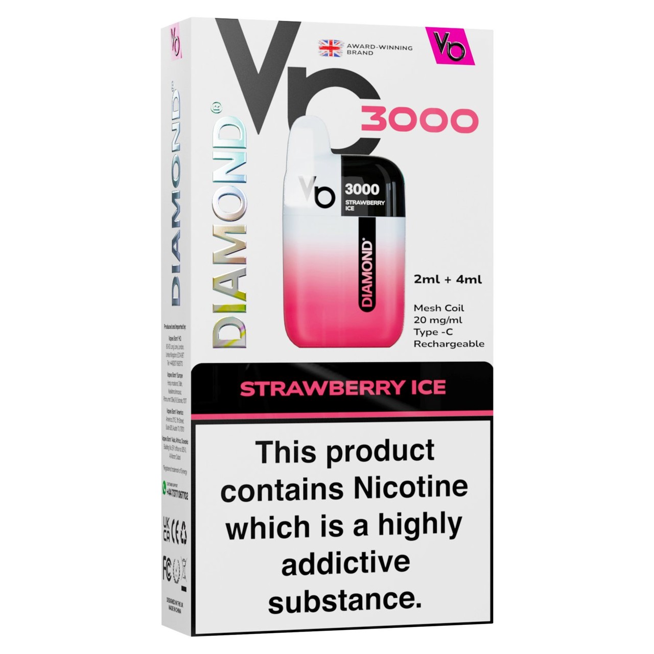 Vapes Bars Diamond 3K Starter Kit Strawberry Ice