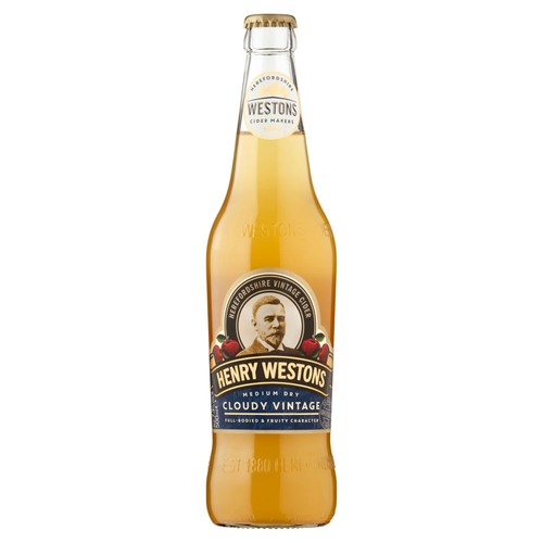Henry Westons Medium Dry Cloudy Vintage Cider Bottle   500ml