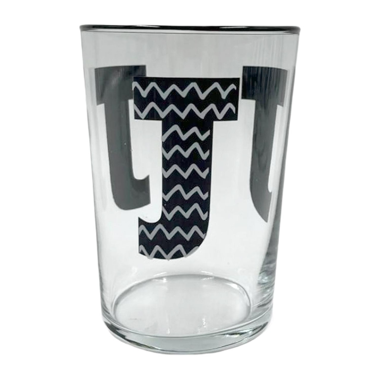 Nutmeg Home Alphabet Glass J And Black Rim 510ml