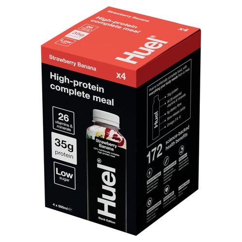 Huel Black Edition Strawberry Banana High-Protein Complete Meal 4x500ml
