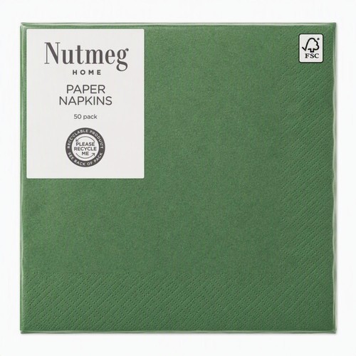 Nutmeg Deep Green Napkin 50 Pack