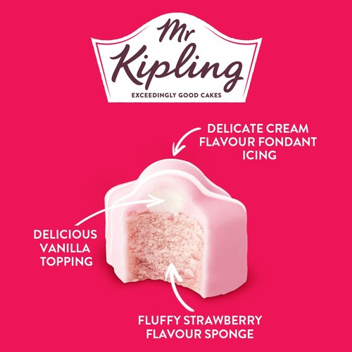 Mr Kipling Strawberries & Cream French Fancies Cakes Multipack Snack 8pk