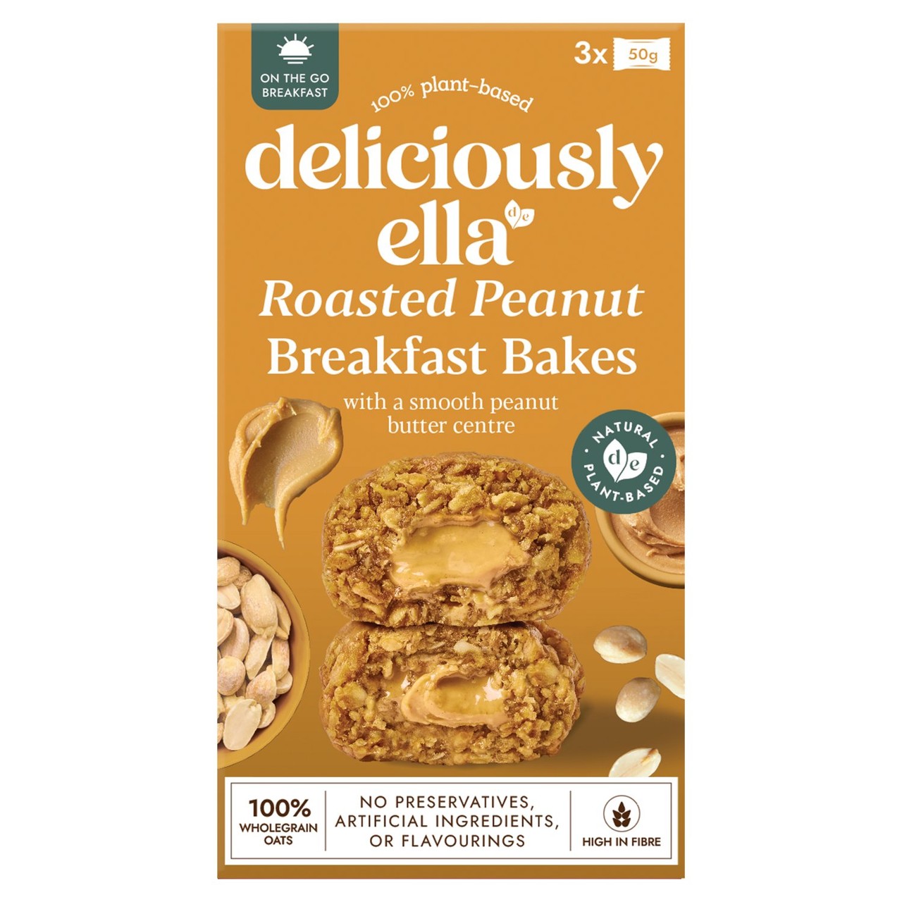 Deliciously Ella Peanut Butter On-the-Go Breakfast Bakes Multipack 3x50g
