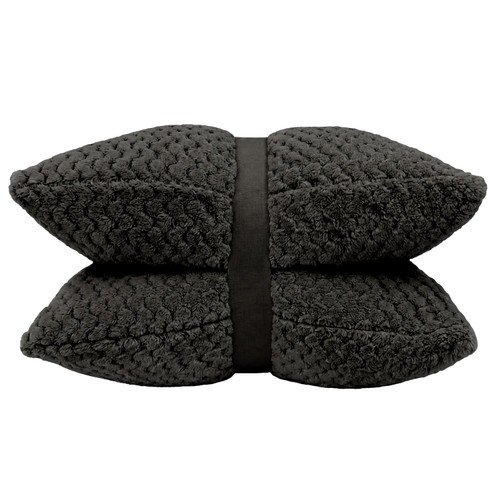 Morrisons Diamond Fleece Cushion 2 Pack With Zipper Black