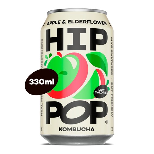 Hip Pop Apple & Elderflower Kombucha Cans   4 x 330ml