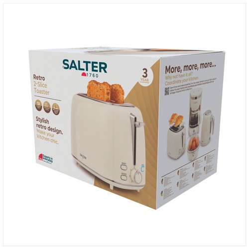 Salter Retro 2 Slice Toaster Cream