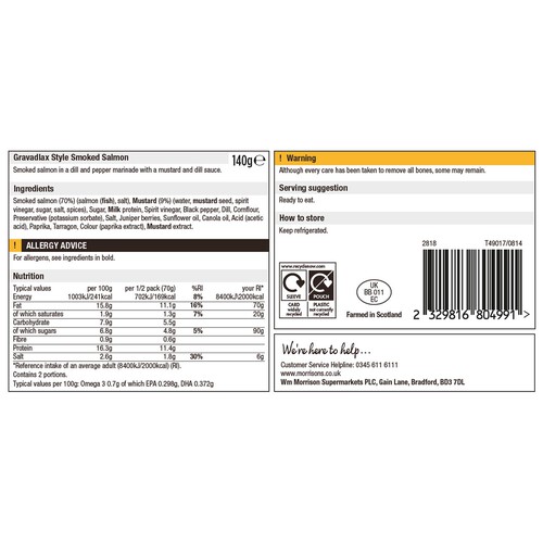 Morrisons The Best Salmon Gravadlax With Mustard & Dill Sauce
