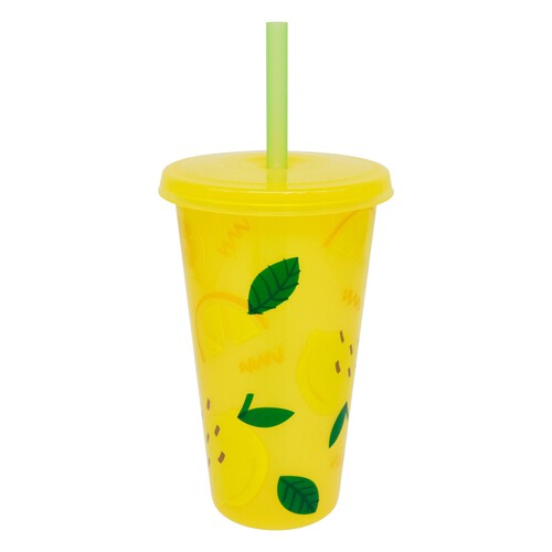 Nutmeg Sorrento Colour Changing Tumbler With Straw - Lemon