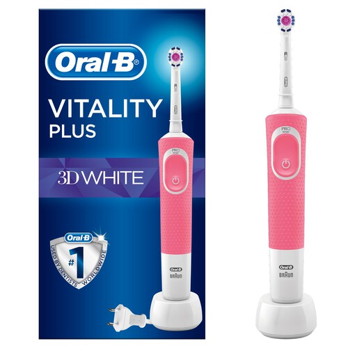 Oral-B Vitality Plus 3D White Pink Electric Toothbrush Powered by Braun