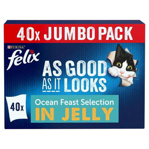 Felix As Good As It Looks Ocean Feasts Selection in Jelly Wet Cat Food