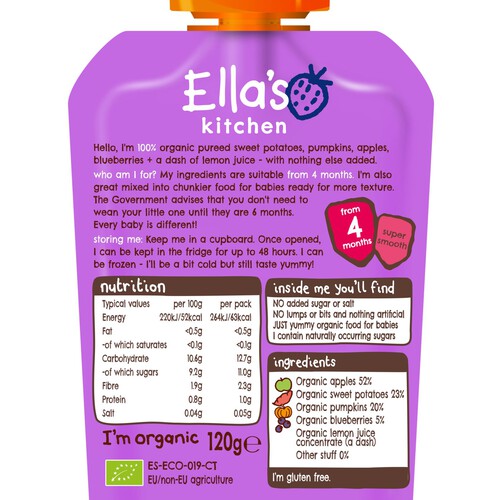 Ella's Kitchen Sweet Pot, Pumpkin, Apples and Berries Baby Food Pouch