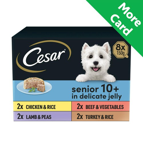 Cesar Senior Wet Dog Food Trays Meat in Delicate Jelly 