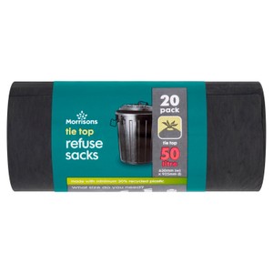 Morrisons 50L Tie Top Refuse Sacks 20 Pack Morrisons Online