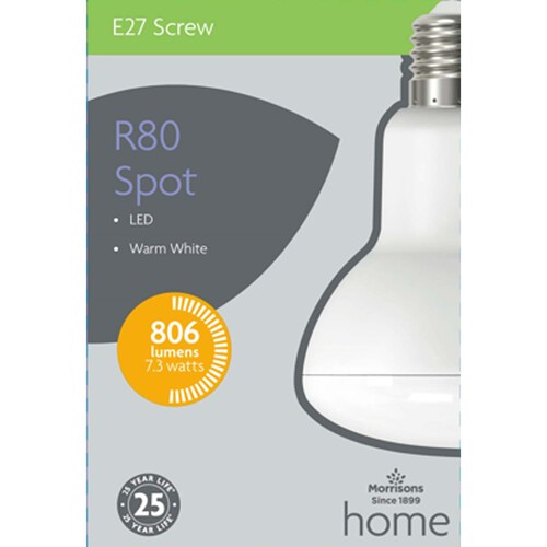 Morrisons LED R80 60W 806 Lumens 7.3W Es Light bulb