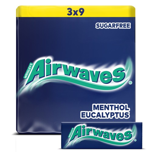 Airwaves Menthol & Eucalyptus Sugar Free Chewing Gum 3 x 9 Pieces