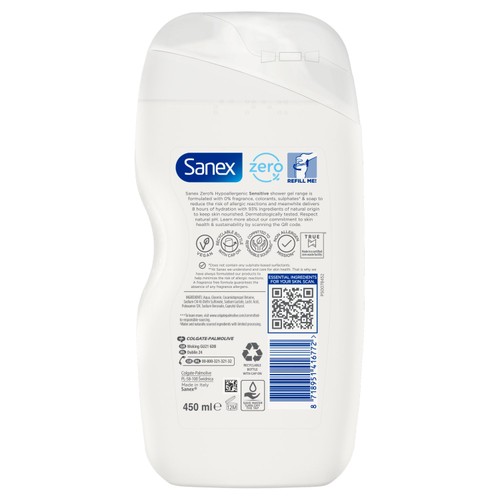 Sanex Zero% Hypoallergenic Sensitive Shower Gel Body Wash