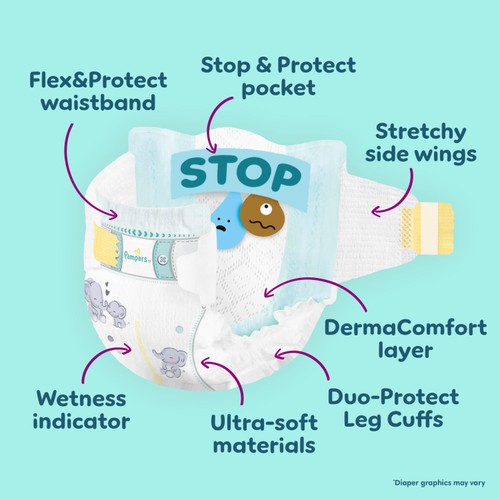 Pampers Premium Protection Size 6, 28 Nappies, 13kg+, Essential Pack