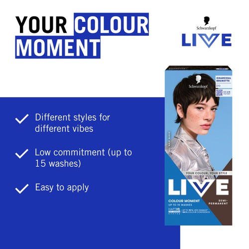 Live Colour Moment Semi-Permanent Hair Dye 010 Charcoal Brunette