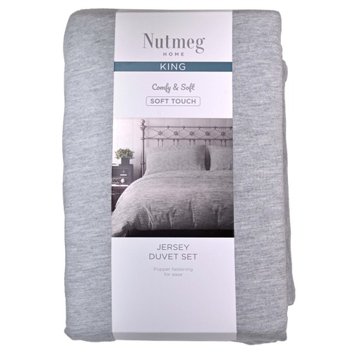Nutmeg Home Grey Jersey Duvet Set King