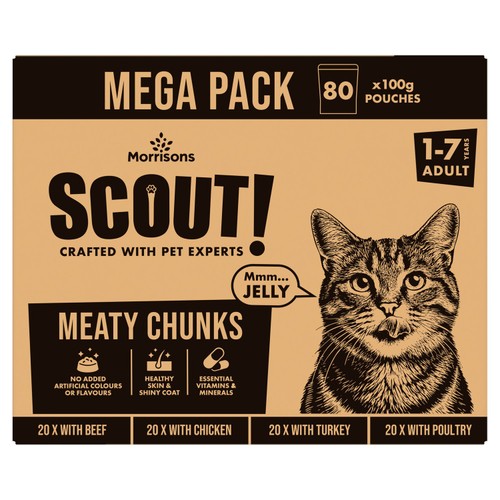 Morrisons Cat Pouches Meaty Chunks Selection In Jelly 80 x 100g