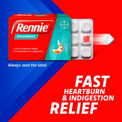 Rennie Spearmint Heartburn & Indigestion Chewable Tablets