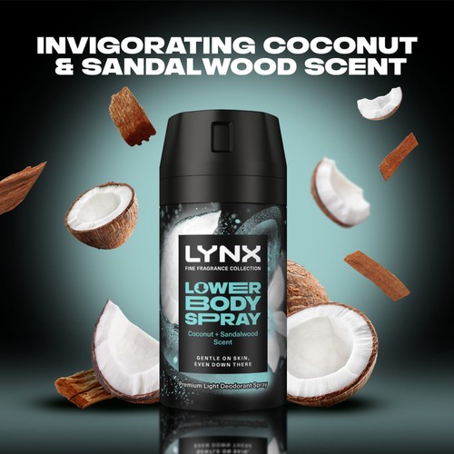 Lynx Fine Fragrance Coconut + Sandalwood 72hr Lower Body Spray   100 ml