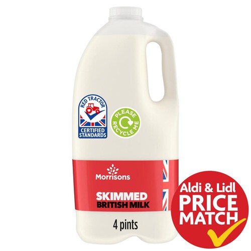 Morrisons British Skimmed Milk 4 Pint