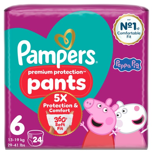 Pampers Premium Protection Nappy Pants Size 6, 24 Nappies Essential Pack