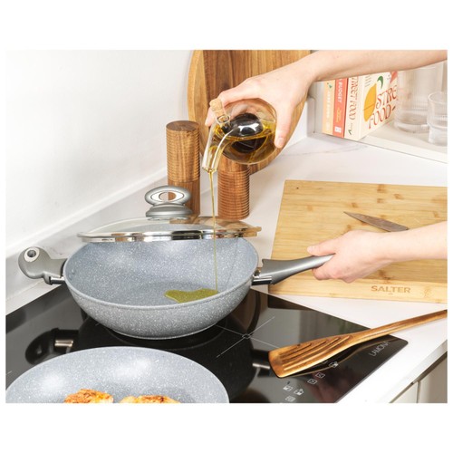 Salter Marblestone 28cm Wok Grey