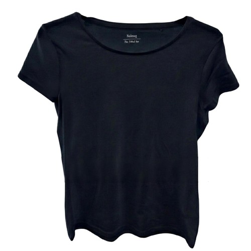 Nutmeg Ladies Size 12 Black Fitted Short Sleeve T-Shirt