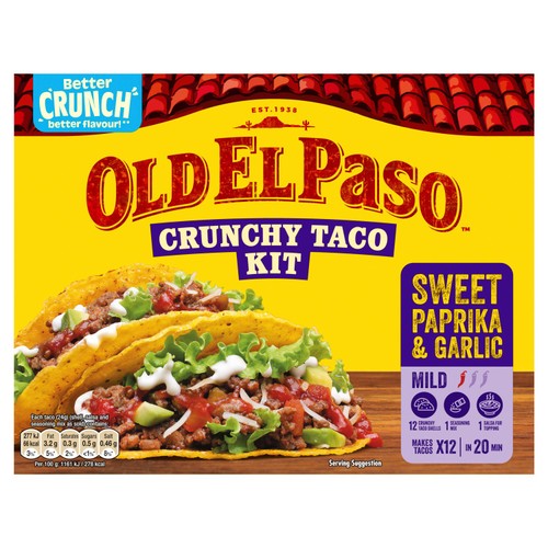 Old El Paso Sweet Paprika & Garlic Crunchy Taco Kit 287g