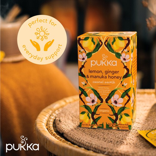 Pukka Lemon Ginger & Manuka Honey Organic Fair Herbal Tea Bags 20 Sachets