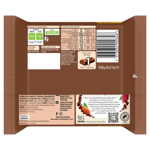 Aero Milk Chocolate Multipack 4 Pack