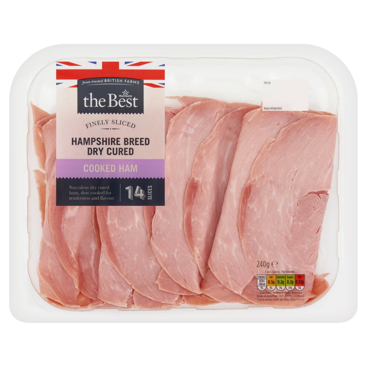 Morrisons The Best Finely Sliced Dry Cured Cooked Ham 240g
