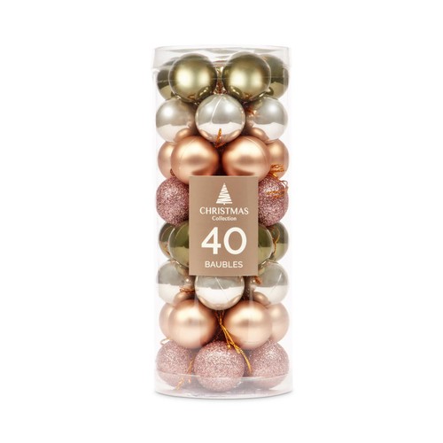 Morrisons Green Gold Mini Baubles 40 Pack