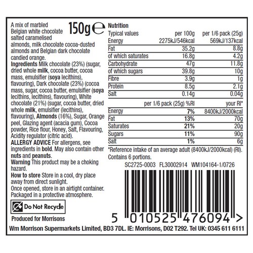 Morrisons The Best Chocolate Almonds With Candied Orange 150g