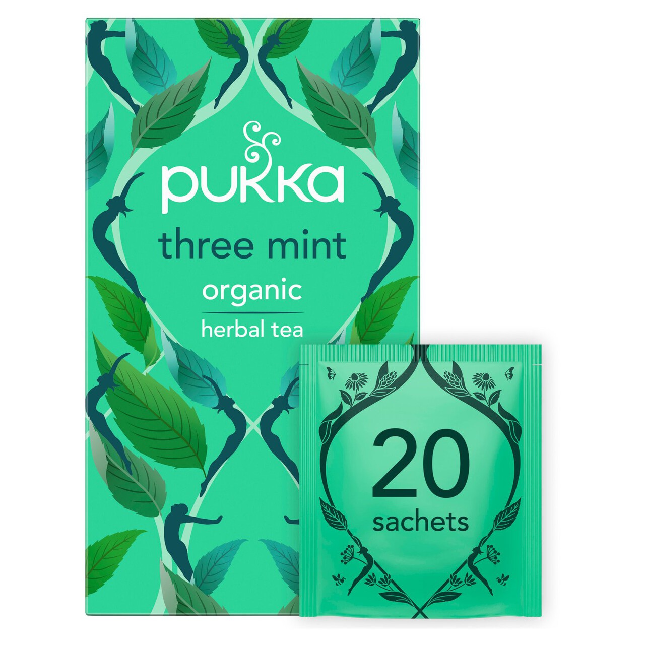 Pukka Three Mint, Organic Herbal Tea with Peppermint, Spearmint, 20