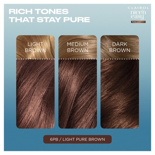 Clairol Nice'n Easy Pure Brunettes Hair Dye Light Hazelnut Brown 6PB