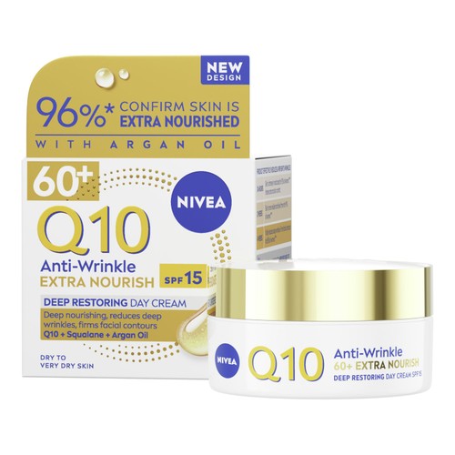 NIVEA Q10 Anti-Wrinkle Day Cream for 60+ Mature Skin SPF15 