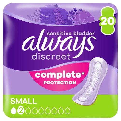 Always Discreet Incontinence Pads Small for Sensitive Bladder 20 pack