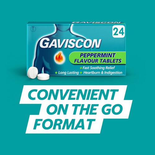 Gaviscon Heartburn & Indigestion Relief Tablets Peppermint Flavour Tablets