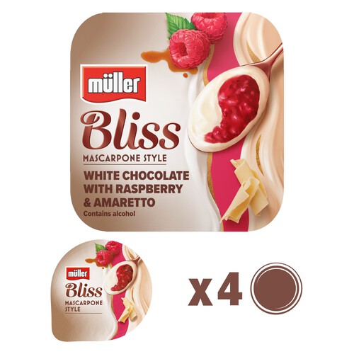 Muller Bliss Mascarpone Style White Chocolate with Raspberry & Amaretto