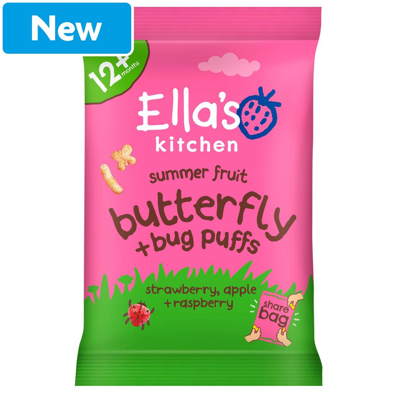 Ella's Kitchen Butterfly + Bug Puffs Strawberry, Apple & Raspberry 12M+ 80g