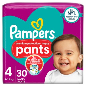 Pampers Premium Protection Nappy Pants Size 4, 30 Nappies Essential Pack 30 per pack