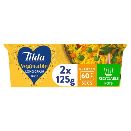 Tilda Pots Vegetable Long Grain Rice 2x125g