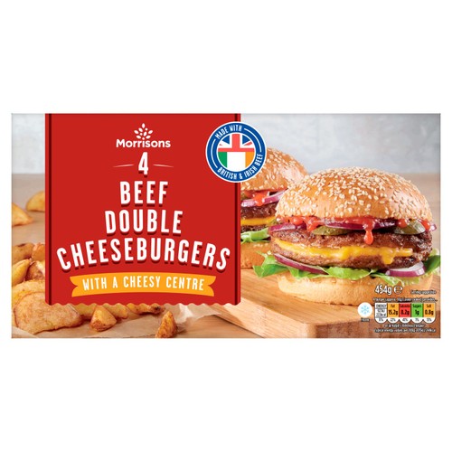 Morrisons 4 beef double cheeseburgers with a cheesy centre