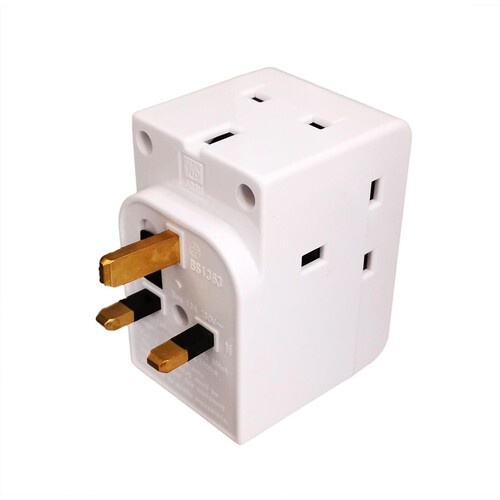 Morrisons 3 Way Adaptor Plug With Usb