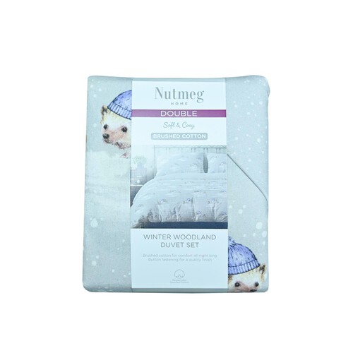 Nutmeg Home Brushed Cotton Winter Woodland Duvet Set Double