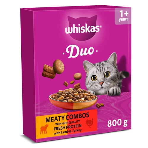 Whiskas 1+ Cat Complete Dry Duo Meaty Combos